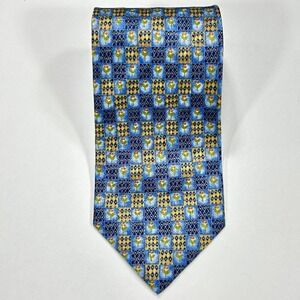 Ermenegildo Zegna Neck Tie Men's Blue Orange 100% Silk Floral Italy 57.5" x 4"